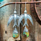 Silver Swallow Earrings with turquoise