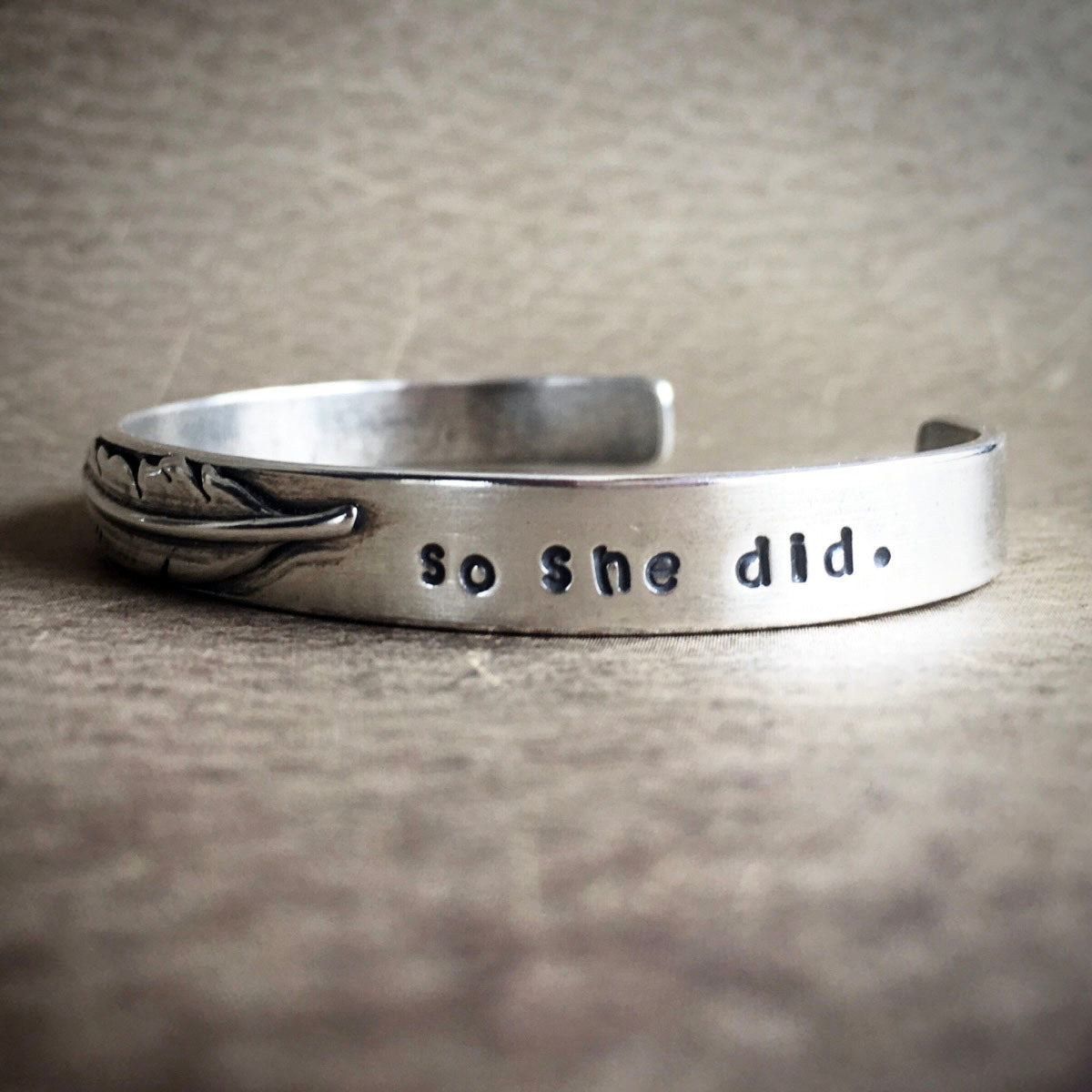Silver Bracelet with text So She Did